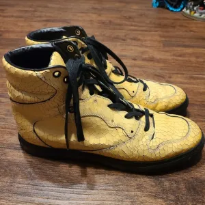 Balenciaga Craquele High Top Patent Leather Yellow Sneakers Shoes 41 11