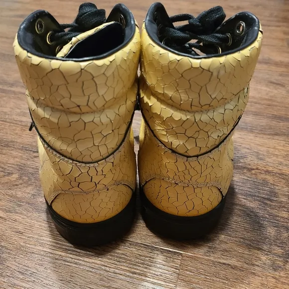 Balenciaga Craquele High Top Patent Leather Yellow Sneakers Shoes 41 11