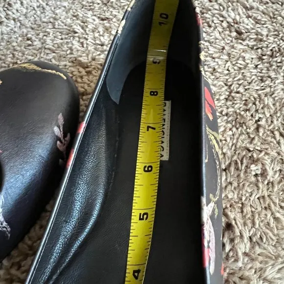 Balenciaga Women's Black Floral Leather Ballet Flats