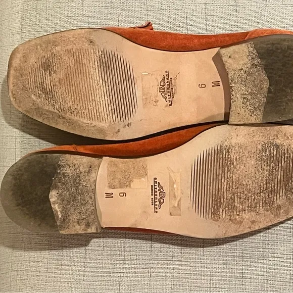 Bally Burnt Orange Suede Logo Tempest Loafers, size 6
