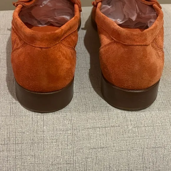 Bally Burnt Orange Suede Logo Tempest Loafers, size 6