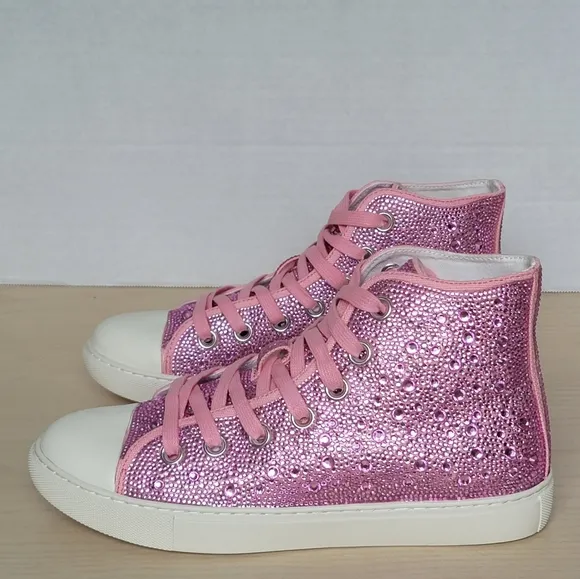 Band Of The Free  Bonnie Pink Rhinestone High Top Sneakers Size 7