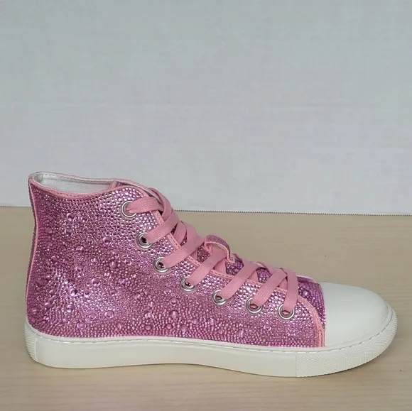 Band Of The Free  Bonnie Pink Rhinestone High Top Sneakers Size 7