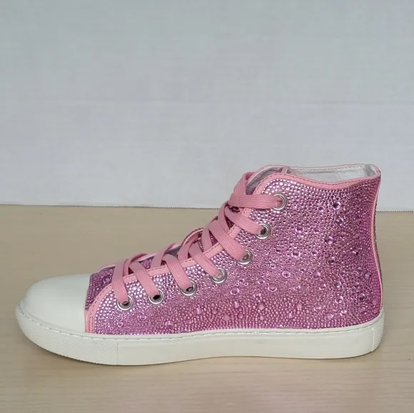 Band Of The Free  Bonnie Pink Rhinestone High Top Sneakers Size 7