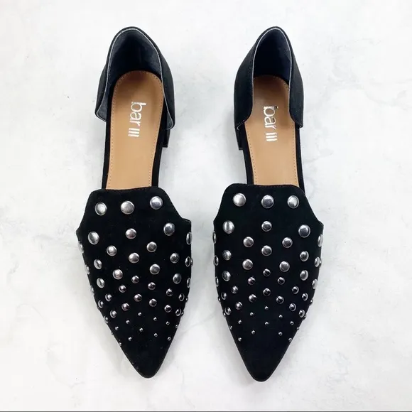 [Bar III] Classic Black Studded Flats