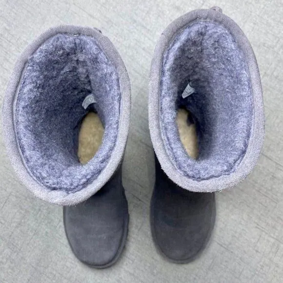 BearPaw Gray Lace Up Suede Winter Snow Boots 6