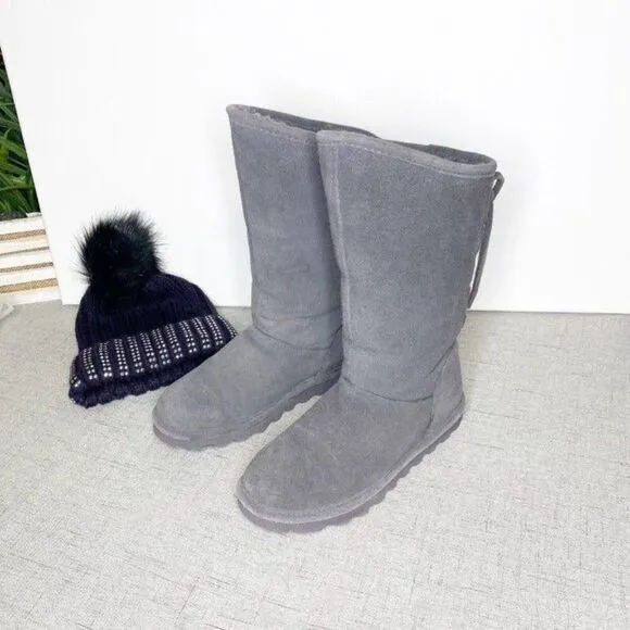 BearPaw Gray Lace Up Suede Winter Snow Boots 6