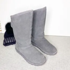 BearPaw Gray Lace Up Suede Winter Snow Boots 6