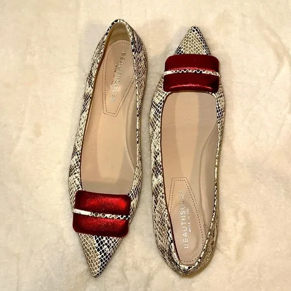 Beautiisoles Python pointed tip Ava flats 8.5