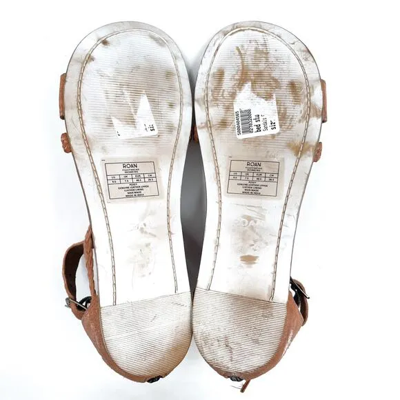 Bed Stu Roan Posey Suede Sandals Flat Gladiator Pink Bee Osaka Braid Sz 9.5