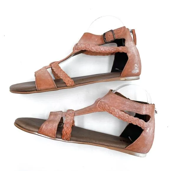 Bed Stu Roan Posey Suede Sandals Flat Gladiator Pink Bee Osaka Braid Sz 9.5