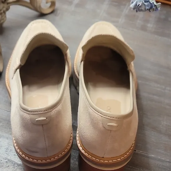 Bernardo Selma Taupe Penny Loafers with Chunky Platform Sole