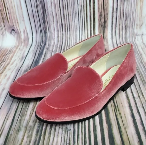 Bettye Muller Pink Regency Velvet Classic Loafers New Size 7