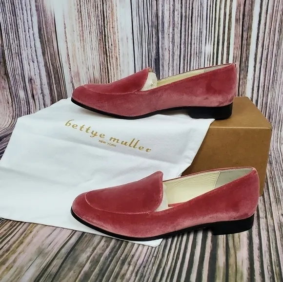 Bettye Muller Pink Regency Velvet Classic Loafers
