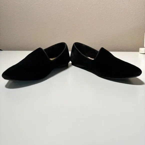 Birdies Heron Flat Black Velvet Flats Shoes Womens 7.5 Venetian Comfort Dressy