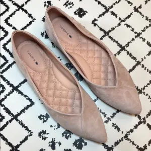 Birdies Pink Suede Flats - Women’s Pointed Toe Leather Loafers - US Size 7.5 EUC