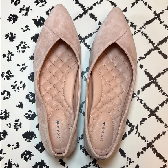 Birdies Pink Suede Flats - Women’s Pointed Toe Leather Loafers - US Size 7.5 EUC