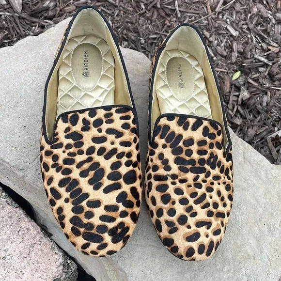 Birdies The Starling in Cheetah Ballet Flats Slippers Size 8