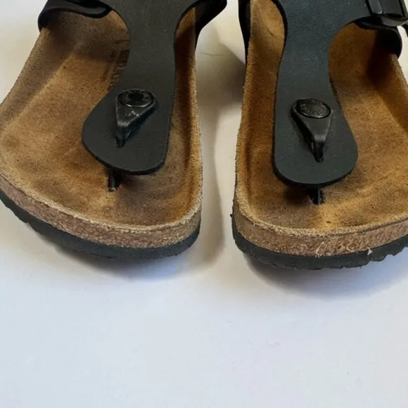 Birkenstock Gizeh Big Kids BirkoFlor Thong Sandals Buckle Flat Leather Black 1.5