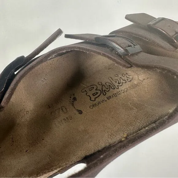 Birki’s Birkenstock Brown Leather Strappy Buckle Sandals Size 42 US 11