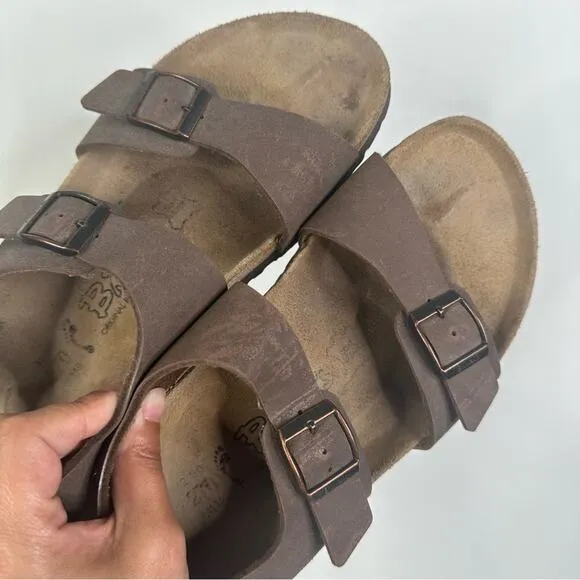 Birki’s Birkenstock Brown Leather Strappy Buckle Sandals Size 42 US 11