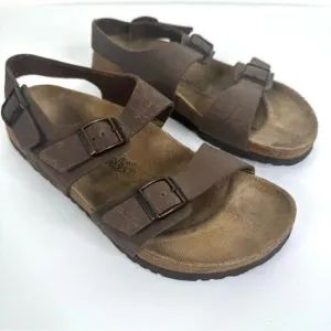 Birki’s Birkenstock Brown Leather Strappy Buckle Sandals Size 42 US 11