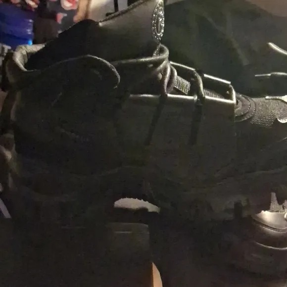 Black Chunky Platform Sneakers with Rugged Design