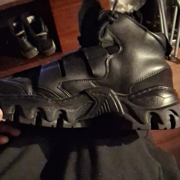 Black Chunky Platform Sneakers with Rugged Design