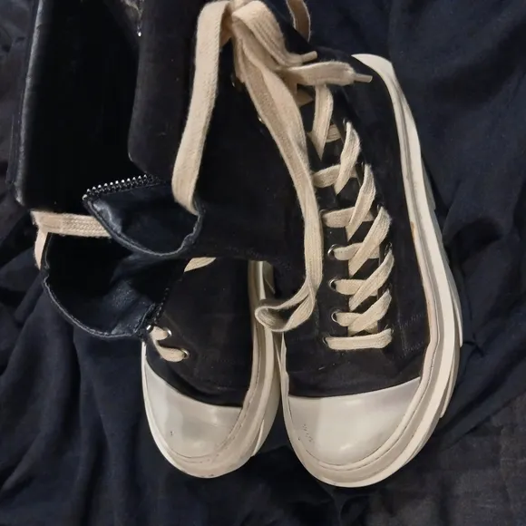 Black High-Top Sneakers with White Soles