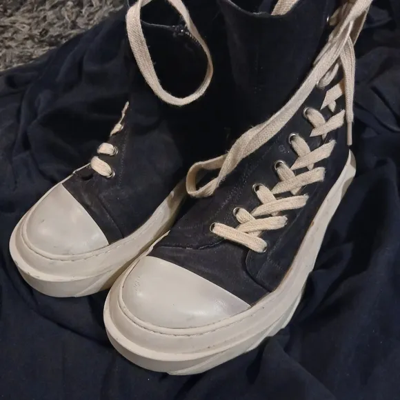 Black High-Top Sneakers with White Soles