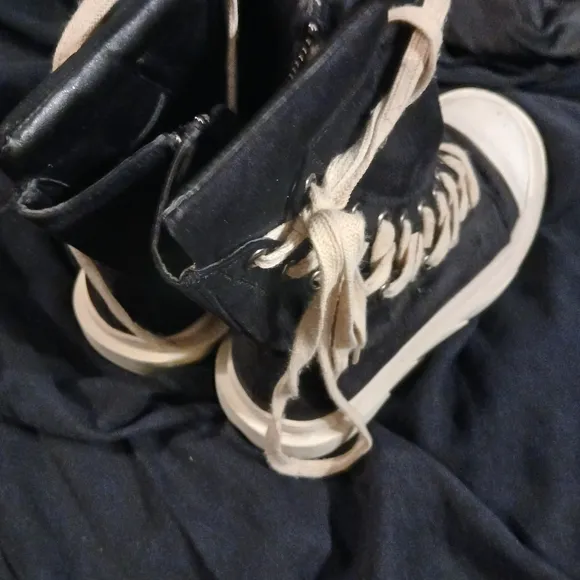 Black High-Top Sneakers with White Soles