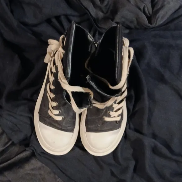 Black High-Top Sneakers with White Soles