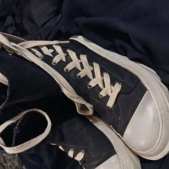 Black High-Top Sneakers with White Soles