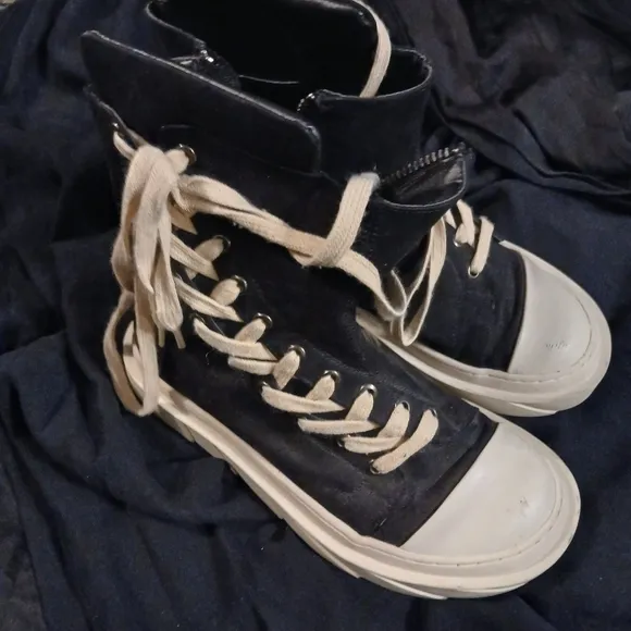 Black High-Top Sneakers with White Soles