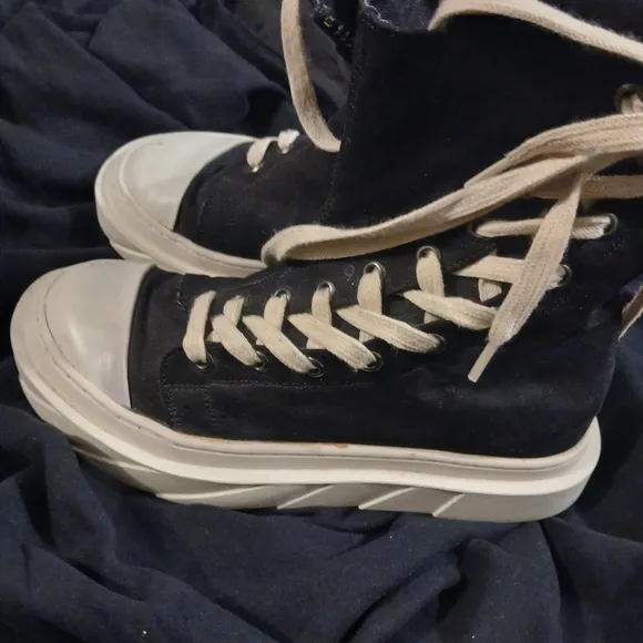 Black High-Top Sneakers with White Soles