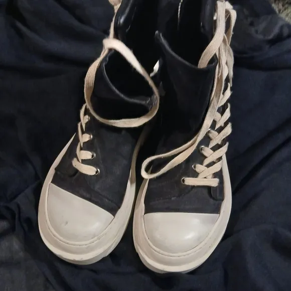 Black High-Top Sneakers with White Soles