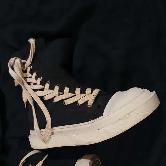 Black High-Top Sneakers with White Soles
