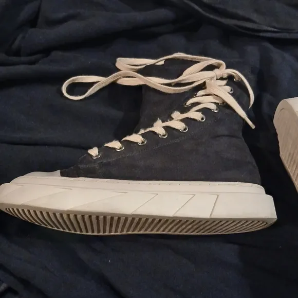 Black High-Top Sneakers with White Soles