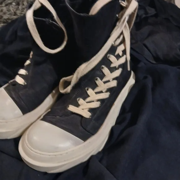 Black High-Top Sneakers with White Soles