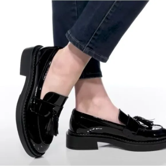 Black leather loafers