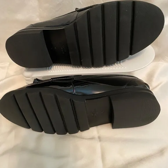 Black leather loafers