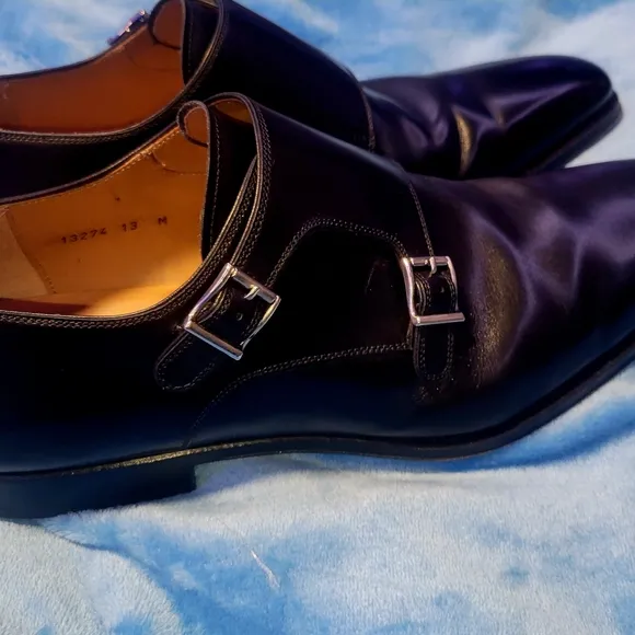 Black Leather MAGNANNI Double Monk Strap Shoes WORN ONCE W BOX&amp;BAG!!MINTY!!