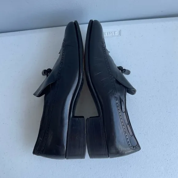 Black Leather Tassel Loafers