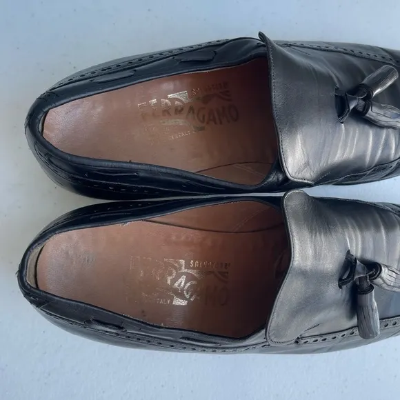 Black Leather Tassel Loafers