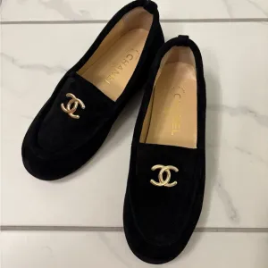 Black Loafers with Gold CC SIZE 7