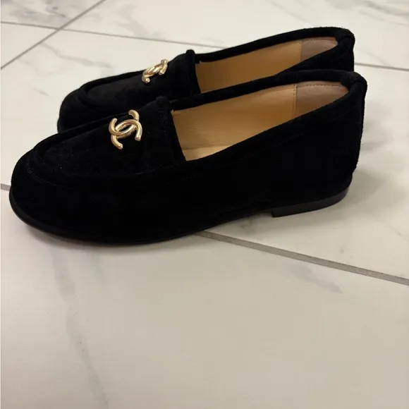 Black Loafers with Gold CC SIZE 7