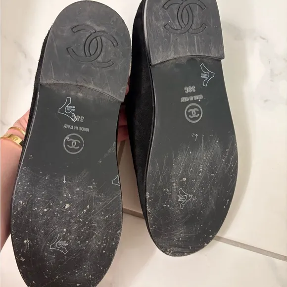 Black Loafers with Gold CC SIZE 7