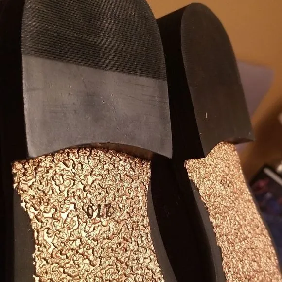 Black Velvet Gold Shark Tooth Loafers New Sz. 11M
