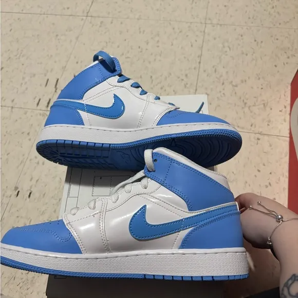 Blue and White Graphic High-Top Sneakers
