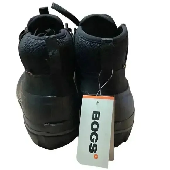 Bogs Mens 12 Casual Nubuck Leather Waterproof Lace Up Ankle Snow Boots Black NEW